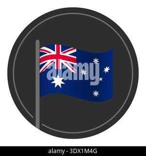 Abstract Australia Flag Flat Icon In Circle Isolated On White Background, vector editable design, can be used for business or presentation design. Stock Vector