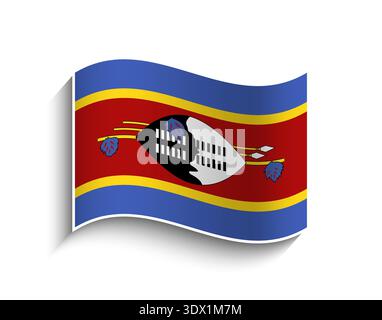 Vector Eswatini Waving Flag Icon, vector editable design, can be used for business or presentation design. Stock Vector