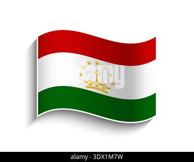 Vector Tajikistan Waving Flag Icon, vector editable design, can be used for business or presentation design. Stock Vector