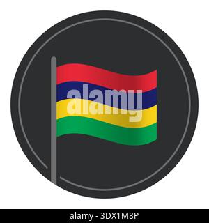 Abstract Mauritius Flag Flat Icon In Circle Isolated On White Background, vector editable design, can be used for business or presentation design. Stock Vector