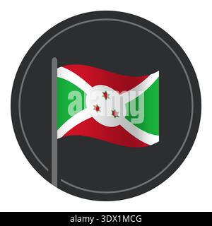 Abstract Burundi Flag Flat Icon In Circle Isolated On White Background, vector editable design, can be used for business or presentation design. Stock Vector