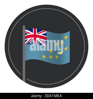 Abstract Tuvalu Flag Flat Icon In Circle Isolated On White Background, vector editable design, can be used for business or presentation design. Stock Vector