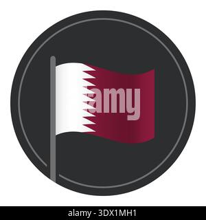 Abstract Qatar Flag Flat Icon In Circle Isolated On White Background, vector editable design, can be used for business or presentation design. Stock Vector