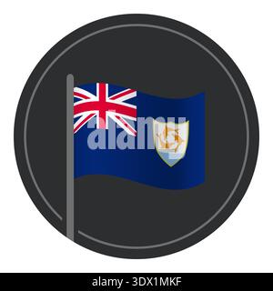 Abstract Anguilla Flag Flat Icon In Circle Isolated On White Background, vector editable design, can be used for business or presentation design. Stock Vector