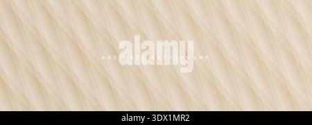 Beige diagonal fabric abstract background, warm soft tones and gentle shadows suggest natural linen surface, creating cozy organic atmosphere for Stock Vector