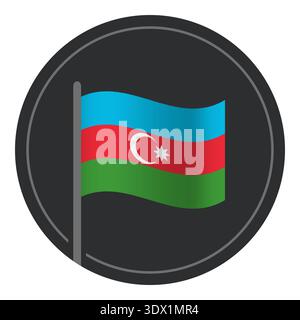 Abstract Azerbaijan Flag Flat Icon In Circle Isolated On White Background, vector editable design, can be used for business or presentation design. Stock Vector