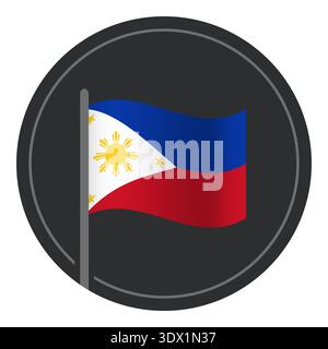 Abstract Philippines Flag Flat Icon In Circle Isolated On White Background, vector editable design, can be used for business or presentation design. Stock Vector