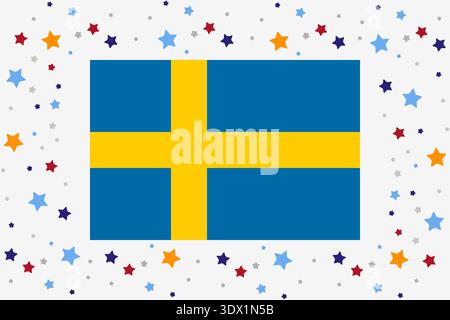 Sweden Flag Independence Day Celebration With Stars, vector editable design, can be used for business or presentation design. Stock Vector