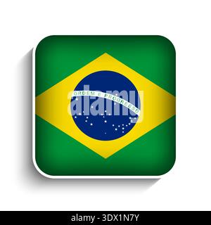 Vector Square Brazil Flag Icon, vector editable design, can be used for business or presentation design. Stock Vector