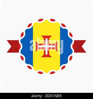 Creative Madeira Flag Emblem Badge, vector editable design, can be used for business or presentation design. Stock Vector