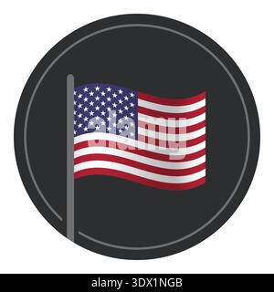 Abstract Usa Flag Flat Icon In Circle Isolated On White Background, vector editable design, can be used for business or presentation design. Stock Vector