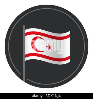 Abstract Northern Cyprus Flag Flat Icon In Circle Isolated On White Background, vector editable design, can be used for business or presentation desig Stock Vector
