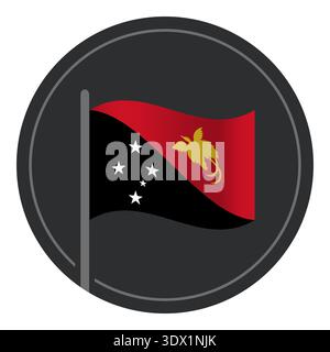 Abstract Papua New Guinea Flag Flat Icon In Circle Isolated On White Background, vector editable design, can be used for business or presentation desi Stock Vector
