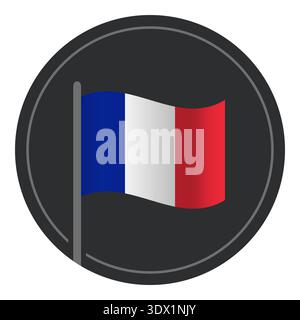 Abstract France Flag Flat Icon In Circle Isolated On White Background, vector editable design, can be used for business or presentation design. Stock Vector