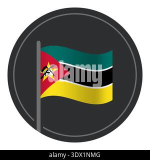 Abstract Mozambique Flag Flat Icon In Circle Isolated On White Background, vector editable design, can be used for business or presentation design. Stock Vector