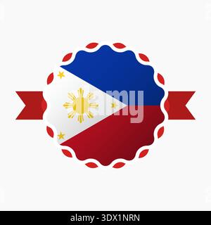 Creative Philippines Flag Emblem Badge, vector editable design, can be used for business or presentation design. Stock Vector
