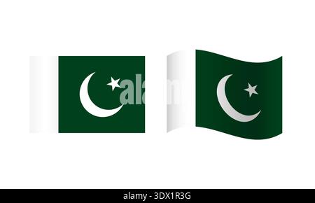 Rectangle And Wave Pakistan Flag Illustration, vector editable design, can be used for business or presentation design. Stock Vector