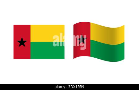 Rectangle And Wave Guinea Bissau Flag Illustration, vector editable design, can be used for business or presentation design. Stock Vector