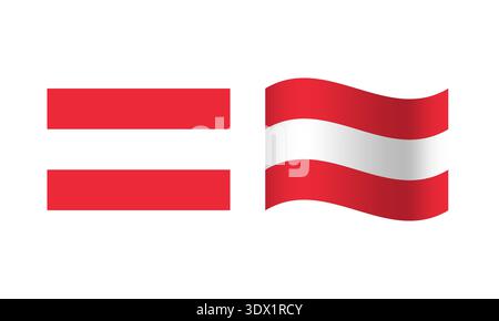 Rectangle And Wave Austria Flag Illustration, vector editable design, can be used for business or presentation design. Stock Vector
