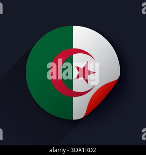 Algeria Flag Sticker Vector Illustration, vector editable design, can be used for business or presentation design. Stock Vector