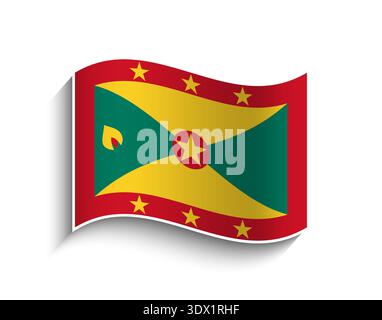 Vector Grenada Waving Flag Icon, vector editable design, can be used for business or presentation design. Stock Vector