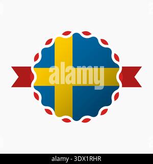 Creative Sweden Flag Emblem Badge, vector editable design, can be used for business or presentation design. Stock Vector