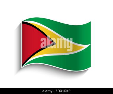Vector Guyana Waving Flag Icon, vector editable design, can be used for business or presentation design. Stock Vector