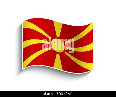 Vector Macedonia Waving Flag Icon, vector editable design, can be used for business or presentation design. Stock Vector