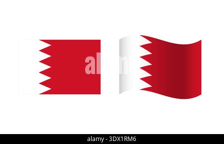 Rectangle And Wave Bahrain Flag Illustration, vector editable design, can be used for business or presentation design. Stock Vector