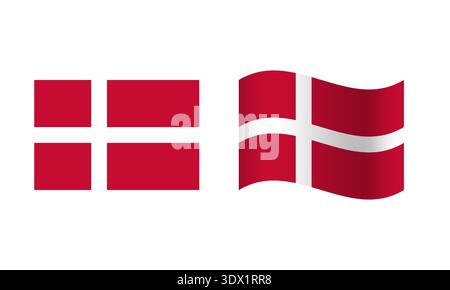 Rectangle And Wave Denmark Flag Illustration, vector editable design, can be used for business or presentation design. Stock Vector