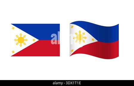 Rectangle And Wave Philippines Flag Illustration, vector editable design, can be used for business or presentation design. Stock Vector