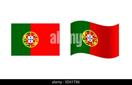 Rectangle And Wave Portugal Flag Illustration, vector editable design, can be used for business or presentation design. Stock Vector