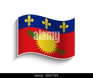 Vector Guadeloupe Waving Flag Icon, vector editable design, can be used for business or presentation design. Stock Vector