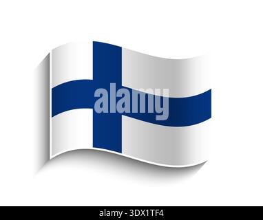 Vector Finland Waving Flag Icon, vector editable design, can be used for business or presentation design. Stock Vector