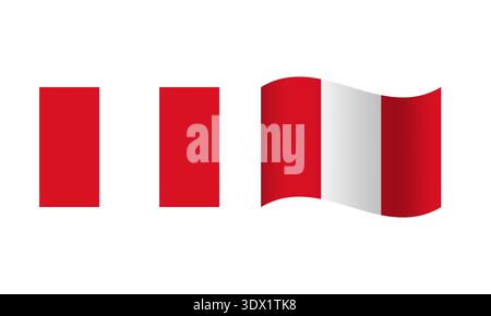 Rectangle And Wave Peru Flag Illustration, vector editable design, can be used for business or presentation design. Stock Vector