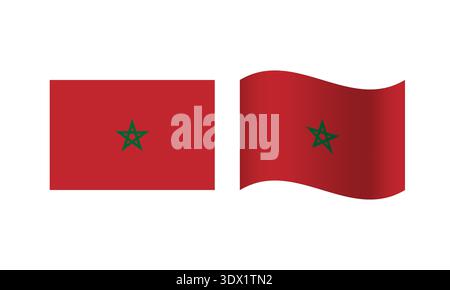 Rectangle And Wave Morocco Flag Illustration, vector editable design, can be used for business or presentation design. Stock Vector