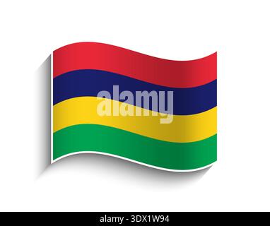 Vector Mauritius Waving Flag Icon, vector editable design, can be used for business or presentation design. Stock Vector