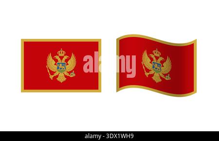 Rectangle And Wave Montenegro Flag Illustration, vector editable design, can be used for business or presentation design. Stock Vector