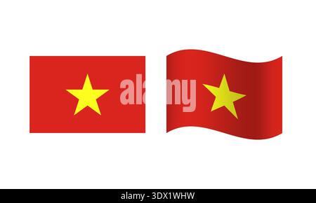 Rectangle And Wave Vietnam Flag Illustration, vector editable design, can be used for business or presentation design. Stock Vector