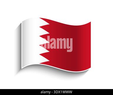 Vector Bahrain Waving Flag Icon, vector editable design, can be used for business or presentation design. Stock Vector