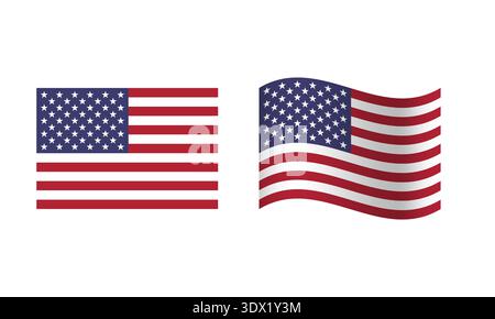 Rectangle And Wave Usa Flag Illustration, vector editable design, can be used for business or presentation design. Stock Vector