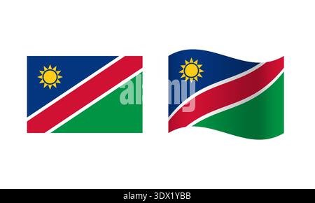 Rectangle And Wave Namibia Flag Illustration, vector editable design, can be used for business or presentation design. Stock Vector