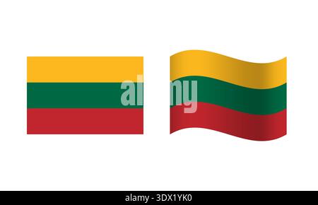 Rectangle And Wave Lithuania Flag Illustration, vector editable design, can be used for business or presentation design. Stock Vector