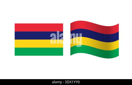 Rectangle And Wave Mauritius Flag Illustration, vector editable design, can be used for business or presentation design. Stock Vector