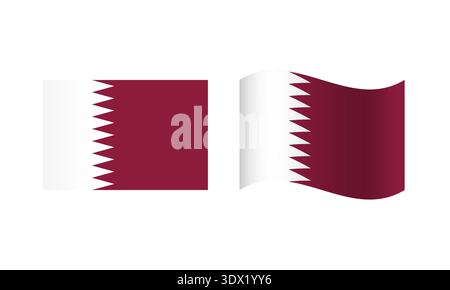 Rectangle And Wave Qatar Flag Illustration, vector editable design, can be used for business or presentation design. Stock Vector