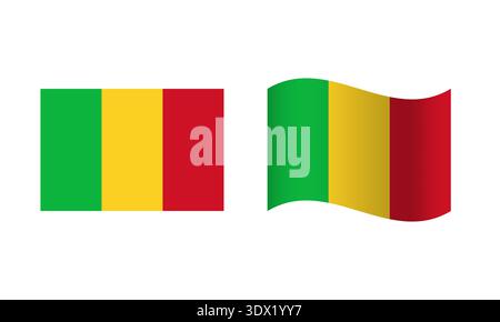 Rectangle And Wave Mali Flag Illustration, vector editable design, can be used for business or presentation design. Stock Vector