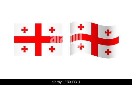 Rectangle And Wave Georgia Flag Illustration, vector editable design, can be used for business or presentation design. Stock Vector