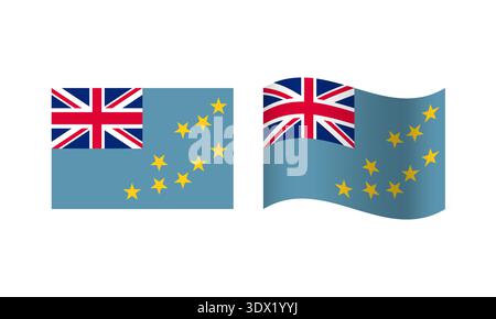 Rectangle And Wave Tuvalu Flag Illustration, vector editable design, can be used for business or presentation design. Stock Vector