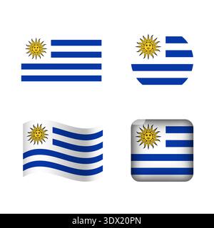 Vector Uruguay National Flag Icons Set, vector editable design, can be used for business or presentation design. Stock Vector