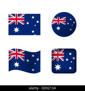 Vector Australia National Flag Icons Set, vector editable design, can be used for business or presentation design. Stock Vector